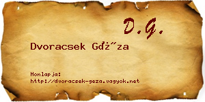 Dvoracsek Géza névjegykártya